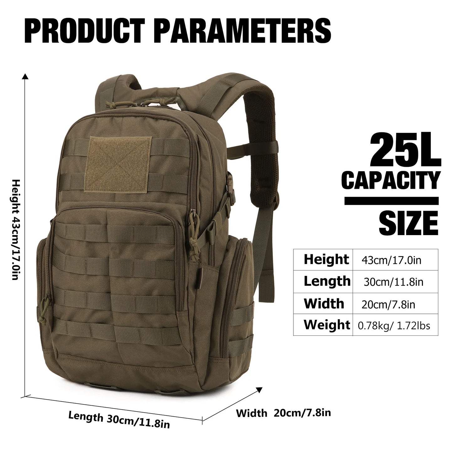 RangerPro 25L Military Assault Pack Tactical Backpack for Men