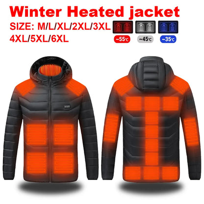 Heated Jacket, USB Intelligent Dual Control Switch 9-21 Zone Heated Jacket, Men's Women's Warm Cotton Jacket with Removable Hood